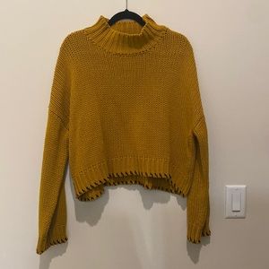 Mustard Chunky knit turtleneck sweater